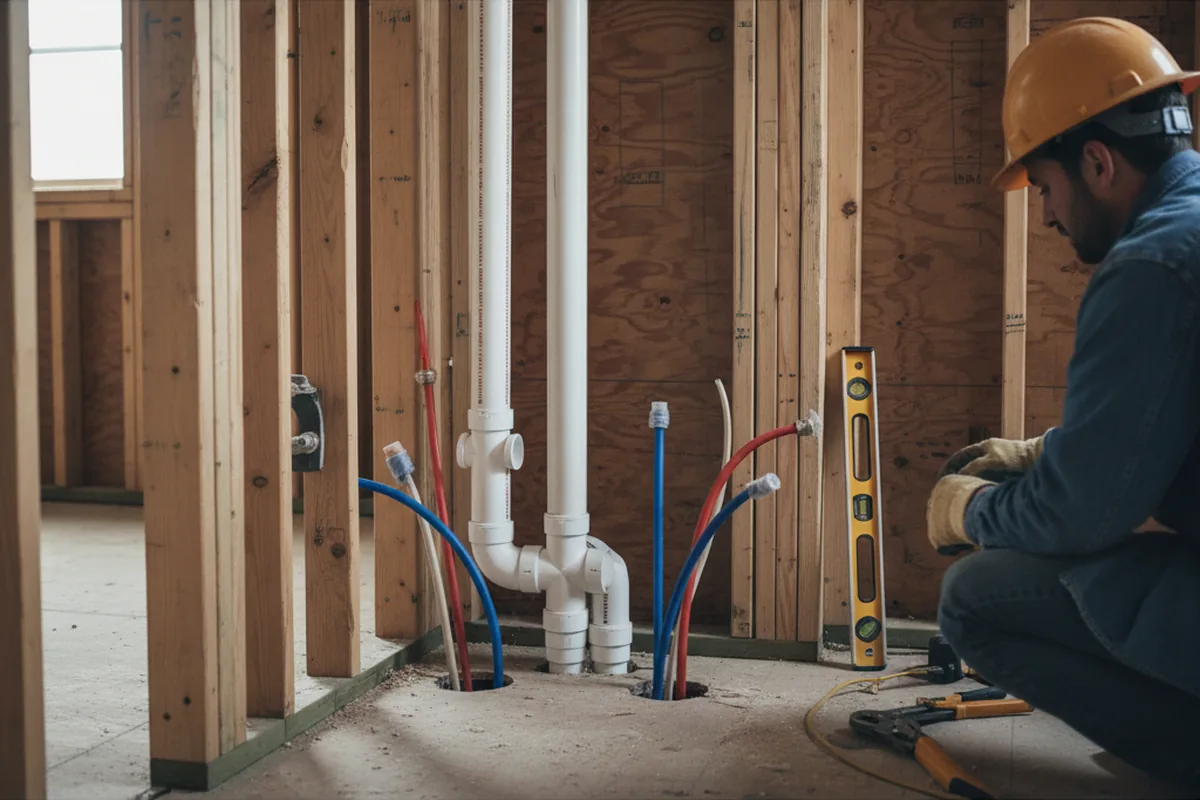 Drain and supply rough-in during Leak Detection in Delaware
